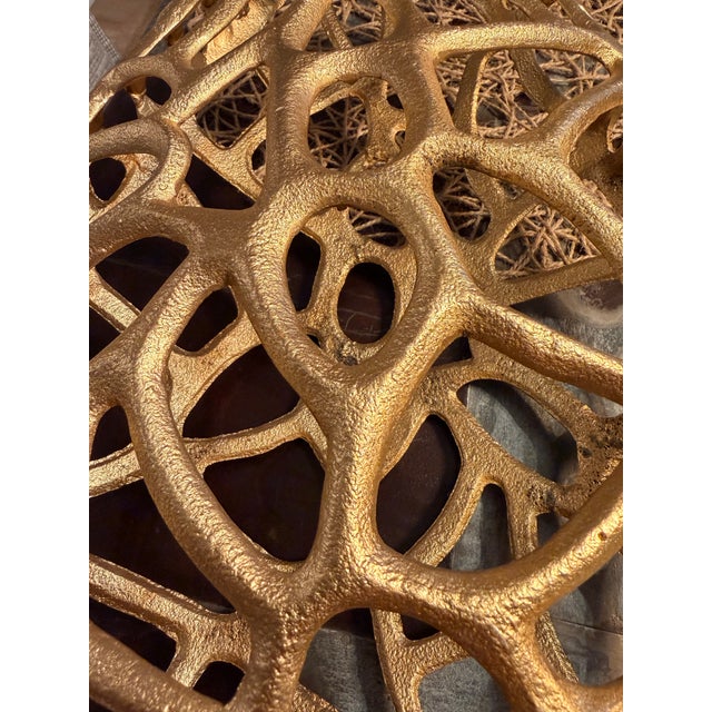 Sculptural Openwork Large Gold Aluminum Vase – Organic Modern Lattice Vessel For Sale - Image 4 of 7