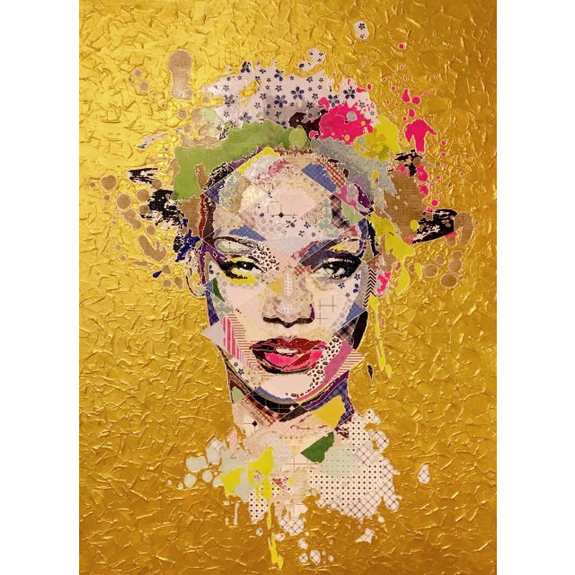 Pınar Du Pre, Rihanna Gold (2018), Mixed media on canvas, 110 × 50 cm