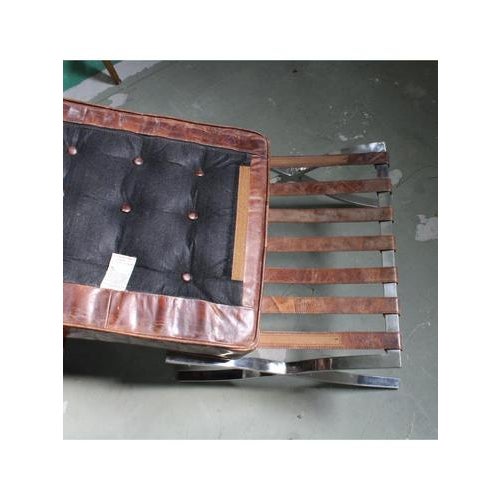Animal Skin Set of Barcelona Armchair by Ludwig Mies van der Rohe and Ottoman from Knoll, 2008 For Sale - Image 7 of 16