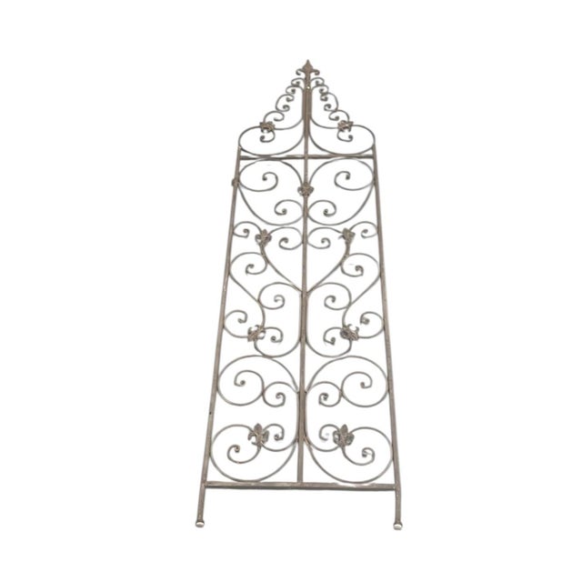 2000 - 2009 Vintage Hand-Forged Cast Iron Scrollwork Wall Trellis & Architectural Panel With Fleur-De-Lis Accents For Sale - Image 5 of 12