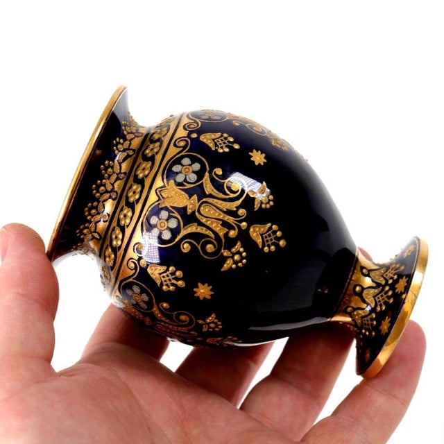 Antique Coalport Jewelled Cobalt Blue Porcelain Baluster Vase, 1880 For Sale - Image 11 of 14