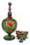 Vintage Monkey Pod Lacquered Hand Painted Macaw Parrot Decanter W/ 6 Goblet Cups For Sale