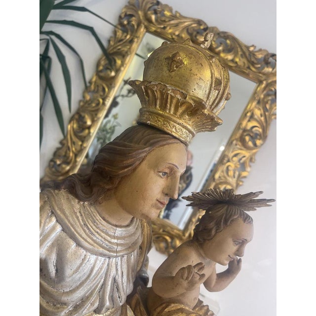 Baroque Wooden Figure of Madonna and Child For Sale - Image 16 of 18