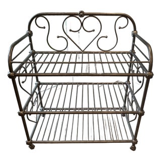 Vintage Abc Home Wrought Iron Bakers Rack 3 Tier Scroll Etagere Plant Stand Shelf, Attributed For Sale