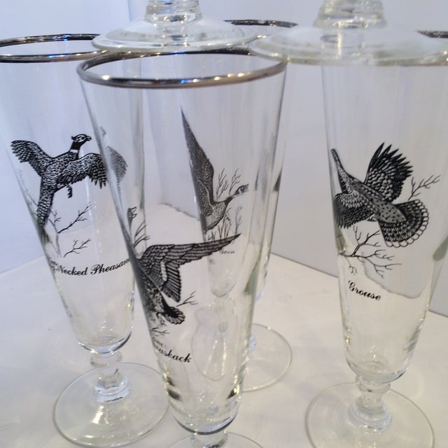 Vintage Silver Rim Footed Game Bird Cocktail Glasses - Set of 6 | Chairish