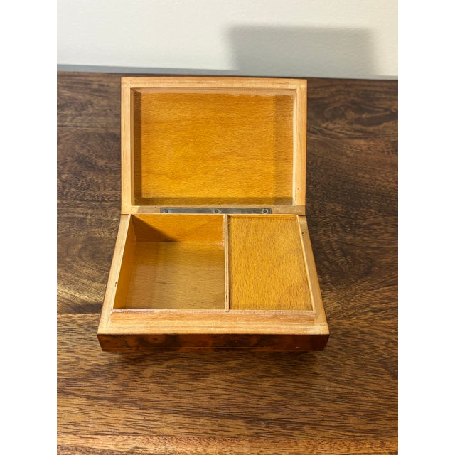 Vintage Italian Burl Wood Music Jewelry Box - Marquetry Floral Lid For Sale - Image 4 of 8