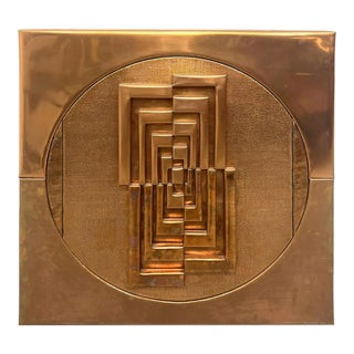 Modernist Abstract Copper Relief Wall Sculpture For Sale