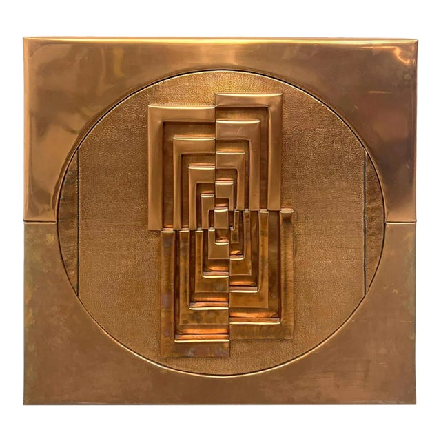 Modernist Abstract Copper Relief Wall Sculpture For Sale