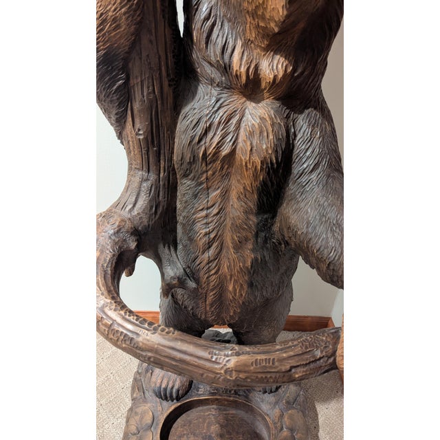 Wood Black Forest Bear Umbrella Stand For Sale - Image 7 of 9