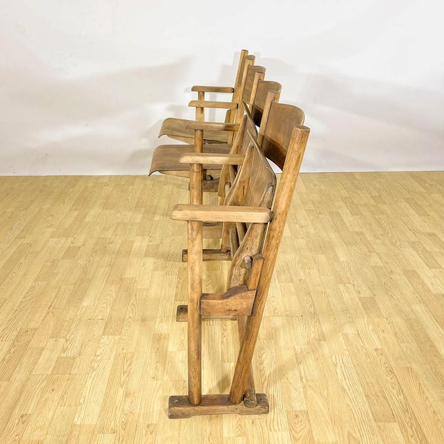 Wooden Four-Seat Cinema Bench, Italy, 1950s For Sale - Image 12 of 18