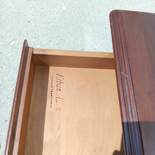 Vintage French Country Ethan Allen Cherry Finish Coffee Table With Cabriole Legs For Sale - Image 14 of 14