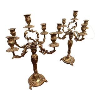 Antique French Cast Bronze Candelabras - a Pair For Sale