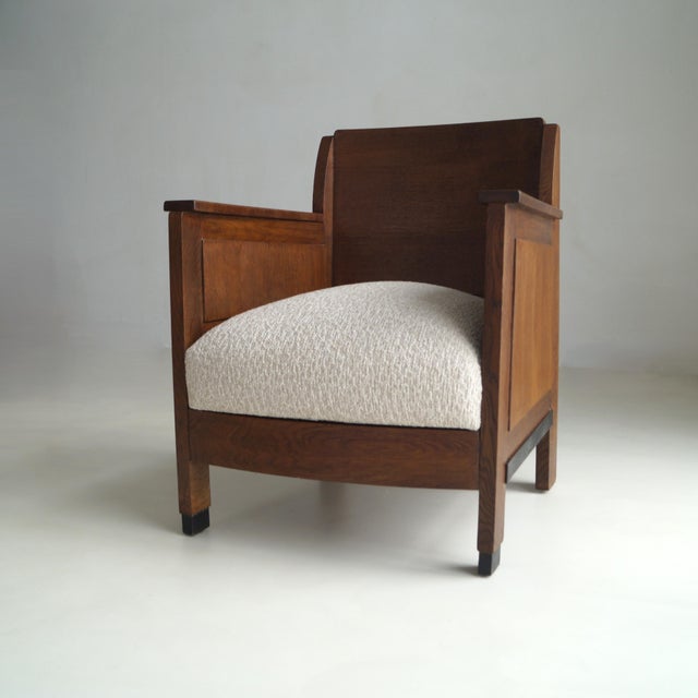 Dutch Art Deco Oak Armchair, 1920s For Sale - Image 12 of 18