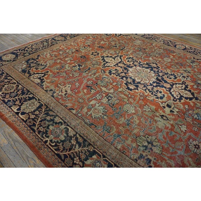 Red Great Red Rust Color With Medallion Floral Patters Desing Century Persian Sultanabad Rug For Sale - Image 8 of 12
