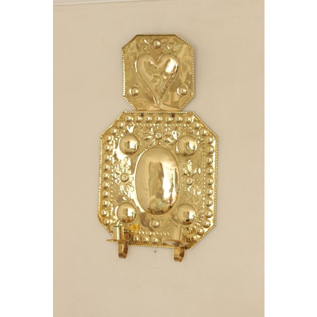 Mid-Century Modern Large Mid-Century Baroque Brass Double-Arm Sconces, Set of 2 For Sale - Image 3 of 17