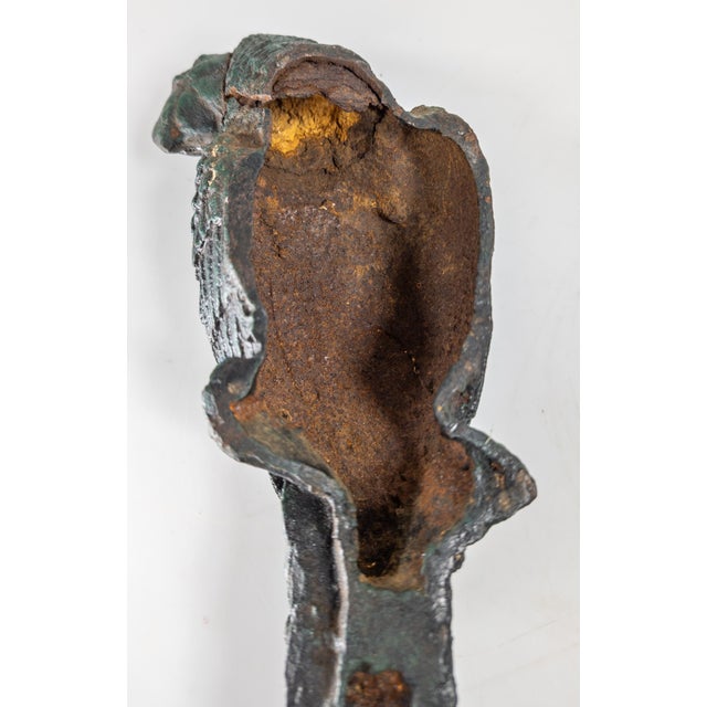 19th Century Cast Iron Model of a Parrot With Green Paint For Sale - Image 16 of 17