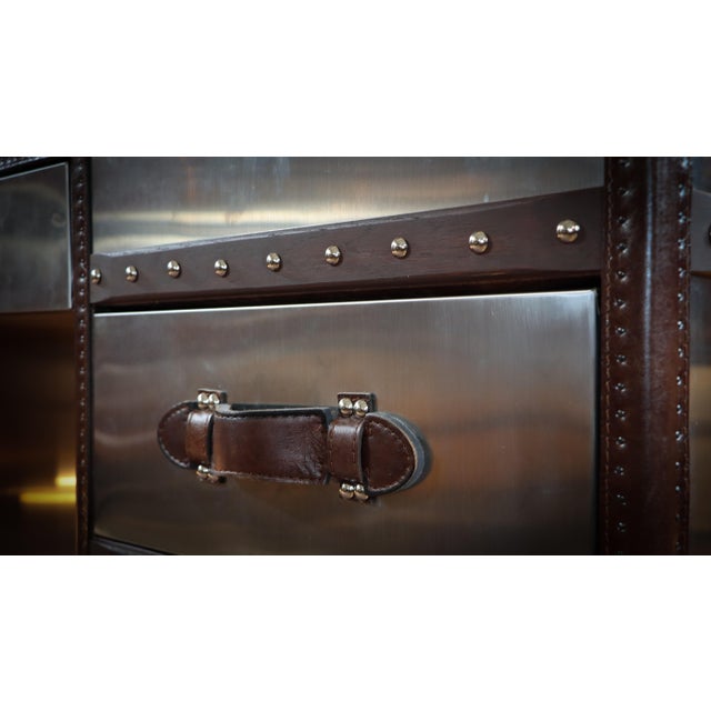 Stoneyhurst Mayfair Desk in Brushed Steel and Leather from Timothy Oulton, 2010s For Sale - Image 9 of 18