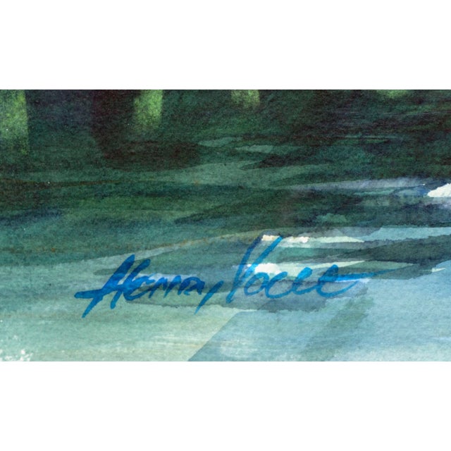 1970s Boats Along the Wharf Landscape by Henry Hank Volle For Sale - Image 5 of 7