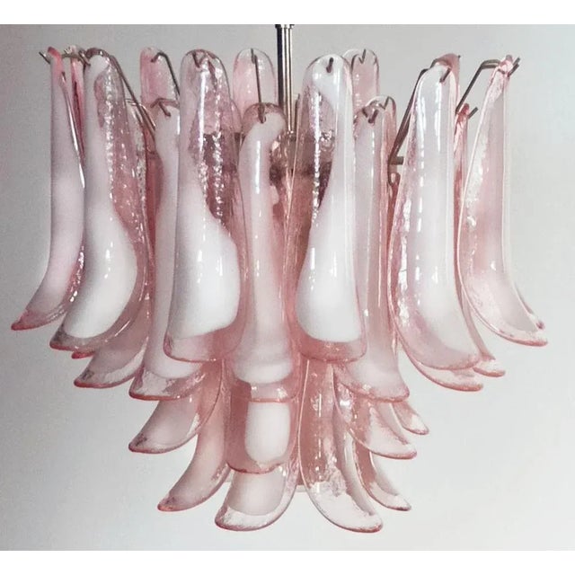 Pink Italian Petals Chandelier in Pink and White Murano For Sale - Image 8 of 15