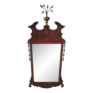 Mid 20th Century Tall Chippendale Style Mirror With Regency Flourish For Sale
