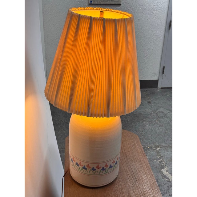 Floral Stoneware Jug Table Lamp For Sale In San Francisco - Image 6 of 12