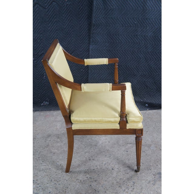 Late 20th Century Hickory Chair Co. Louis XVI French Directoire Mahogany Green Fauteuil Armchair For Sale - Image 9 of 12