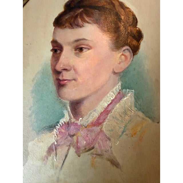Antique Fine Art Pair of John Hardwicke Lewis Portrait Paintings in Ornate Gilt Frames - 1874 For Sale - Image 11 of 11