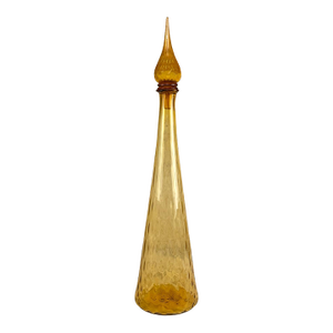 Mid-Century 24" Italian Empoli Amber Optic Art Glass Genie Bottle