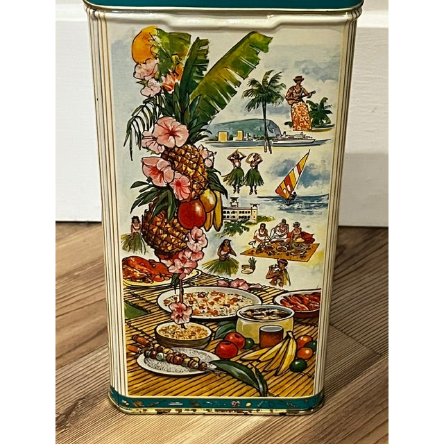 Teal Vintage Uncle Ben's Rice Metal Collectible Storage Tin For Sale - Image 8 of 11