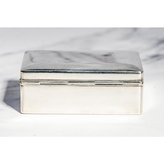 Luxurious Minimalist Small Antique Sterling Silver Trinket Jewelry Box Asian Style Home Decor For Sale - Image 9 of 12