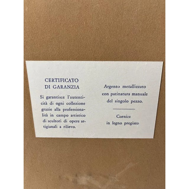 Metal Three-Dimensional Vintage Paintings Patinated Silver, Italy, 70s, 1970s, Set of 2 For Sale - Image 7 of 10