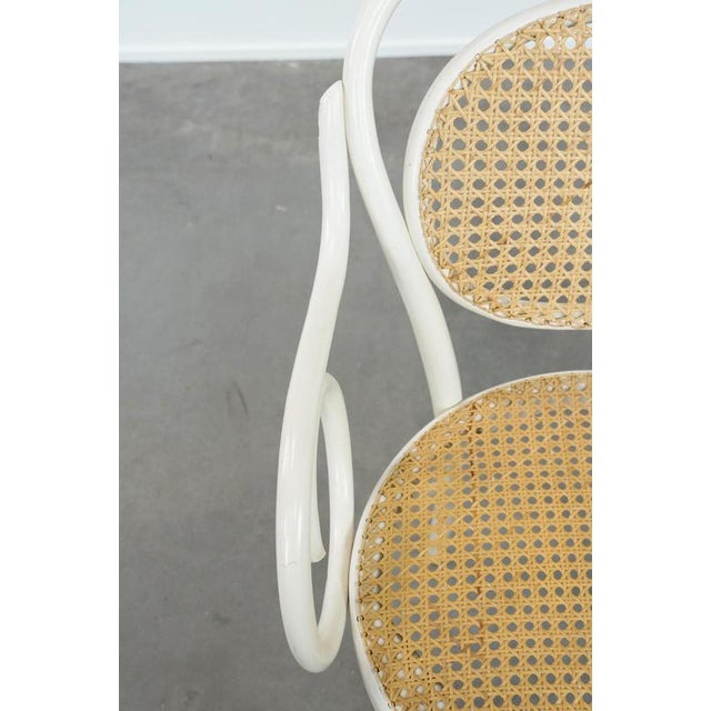 Wood Vintage White Curved Wood Bistro Arcmhair For Sale - Image 7 of 18