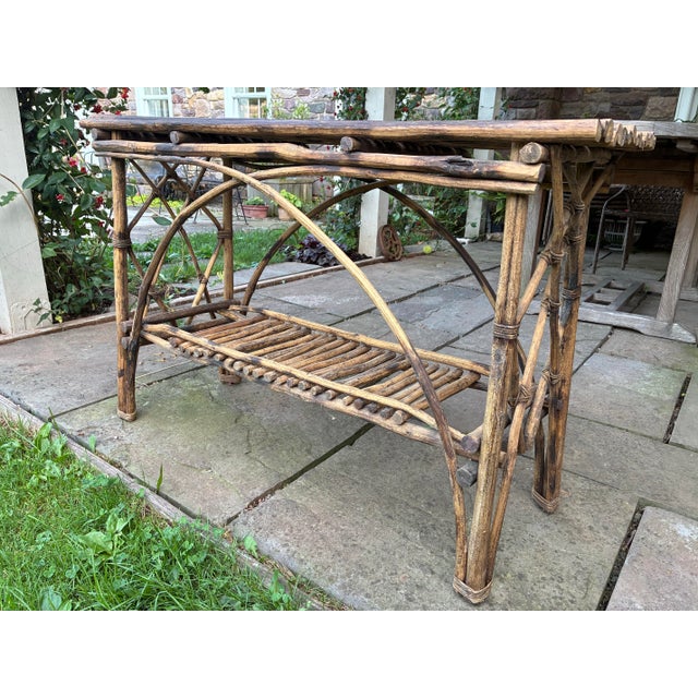 Mid 20th Century Vintage Adirondack Twig Console Table For Sale - Image 5 of 9