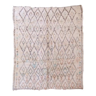 1980's Moroccan Tribal Beni Ourain Wool Rug - 8.1 X 7 Ft For Sale