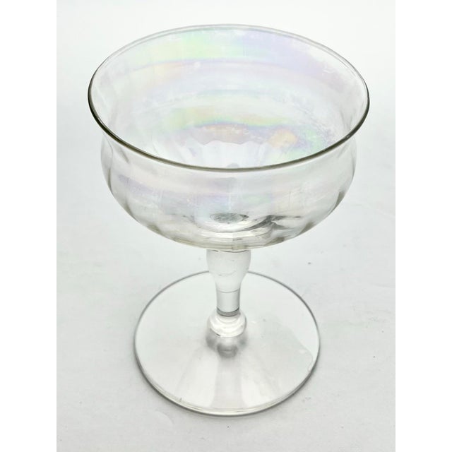 1960s 1960s Set of 6 Lustre Iridescent Rainbow Pearl Optic Coupe Champagne Glasses For Sale - Image 5 of 7