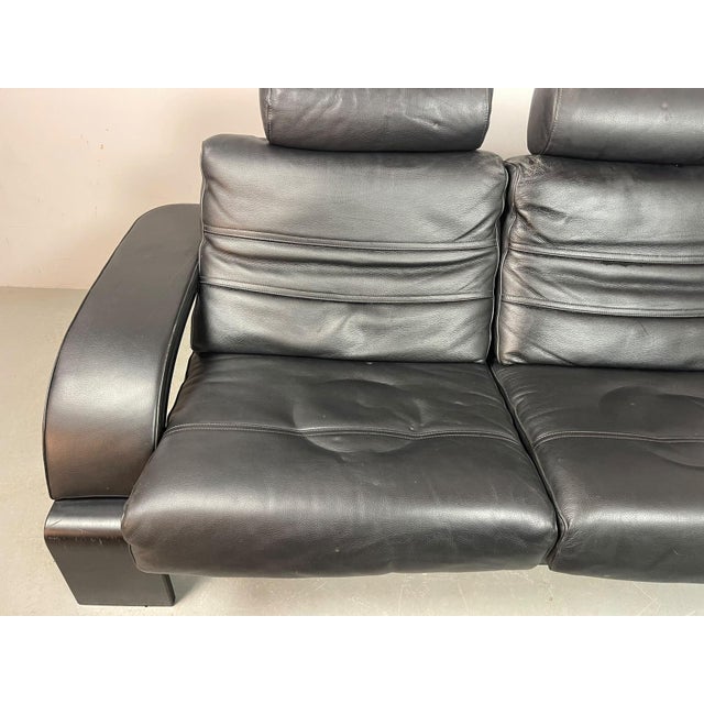 Kroken 2-Seater Sofa in Black Leather by Åke Fribytter for Nelo Möbel, Sweden, 1970s For Sale - Image 12 of 15