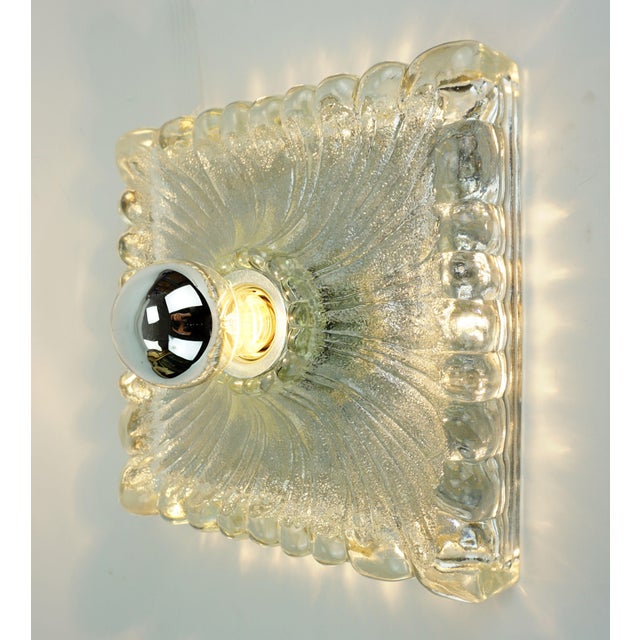 Mid-Century Modern Mid-Century Ice Glass Wall Lamp from Hustadt Leuchten, 1970s For Sale - Image 3 of 12