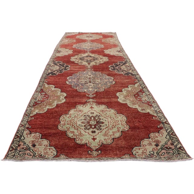 Modern Vintage Turkish Oushak Rug, 03'07 X 11'08 For Sale - Image 3 of 9