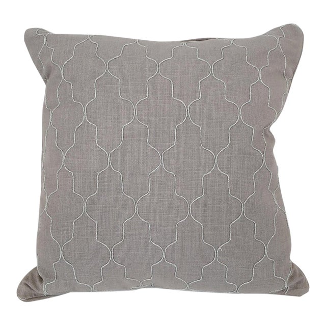 Grey Moroccan Pattern Down Pillow For Sale