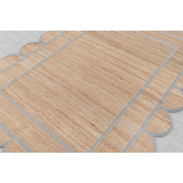 Gray Jute Wool Premium Handwoven (Not Braided) Scalloped Rug 2x4Ft. For Sale - Image 6 of 12
