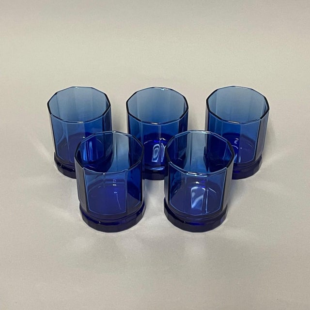 Glass 1980s Anchor Hocking Cobalt Blue Essex Rocks Glasses - Set of 5 For Sale - Image 7 of 8