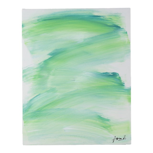 "Emerald Tide" Contemporary Abstract Minimalist Painting For Sale