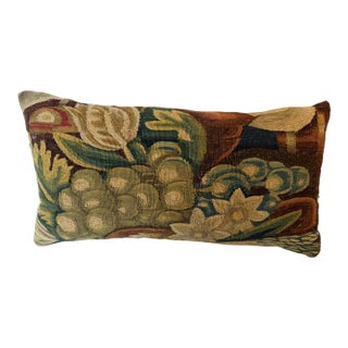 Renaissance Brussels Tapestry Pillow Depicting Fruit and Floral Motifs For Sale