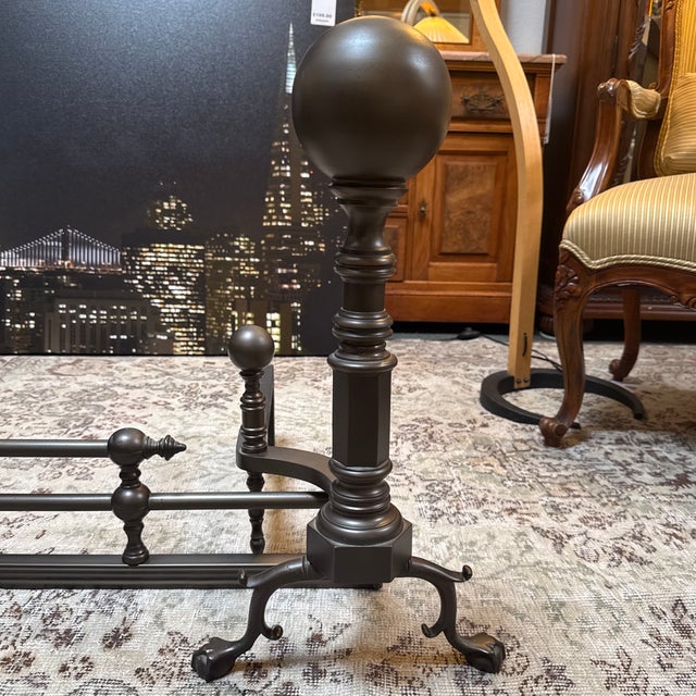 Early 21st Century Fireplace Fender and Andirons, Set For Sale - Image 5 of 9
