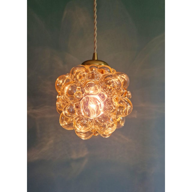 Mid-Century Modern Amber Bubble Glass Pendant Lights by Helena Tynell for Glashütte Limburg, 1970s, Set of 3 For Sale - Image 3 of 16