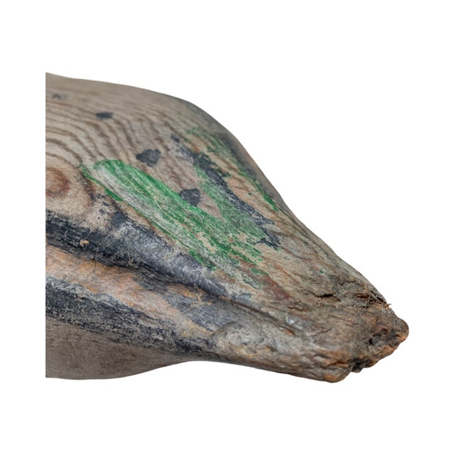 Wood Antique Primitive Rustic European Folk Art Duck Decoy For Sale - Image 7 of 12