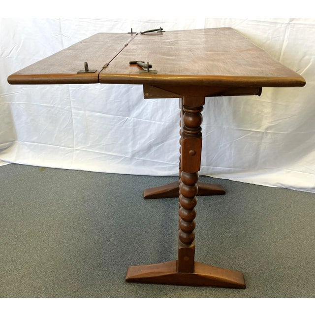 Wood Antique Ship's Navigation Table Handmade of Solid Wood With Barley Twist Legs For Sale - Image 7 of 13