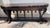Fabulous antique 19 th c heav carved oak library table or console table. 78” wide.