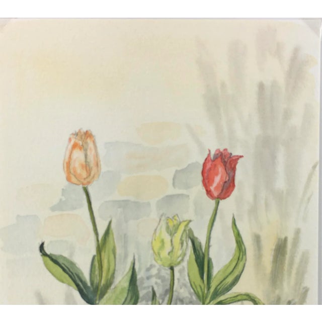 Watercolor Painting - Delicate Tulips For Sale - Image 4 of 5