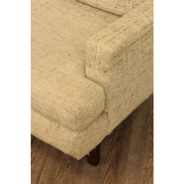 Mid Century Modern Upholstered Club Lounge Chair On Walnut Legs For Sale - Image 9 of 12